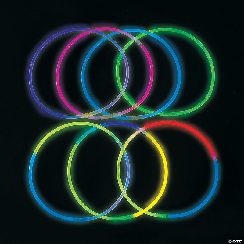 22 Bulk 100 Pc. Tri-Color & Solid Plastic Glow Necklace Assortment