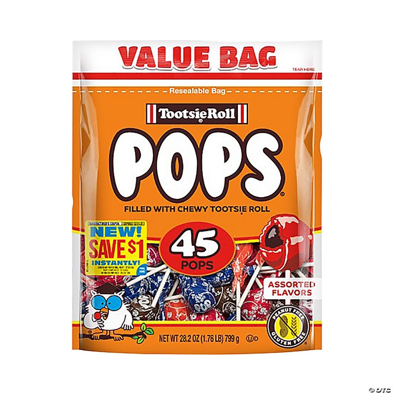 28.2 oz. Resealable Value Bag Tootsie Roll Pops - 45 Pc.