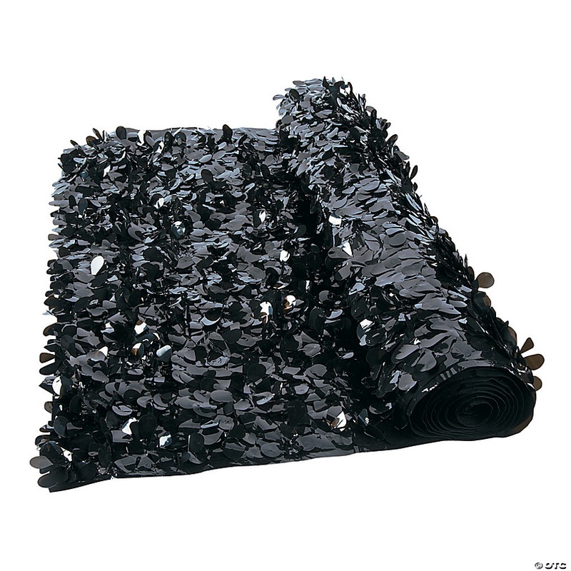 3 Ft. x 15 Ft. Black Vinyl Floral Sheeting Backdrop Decoration