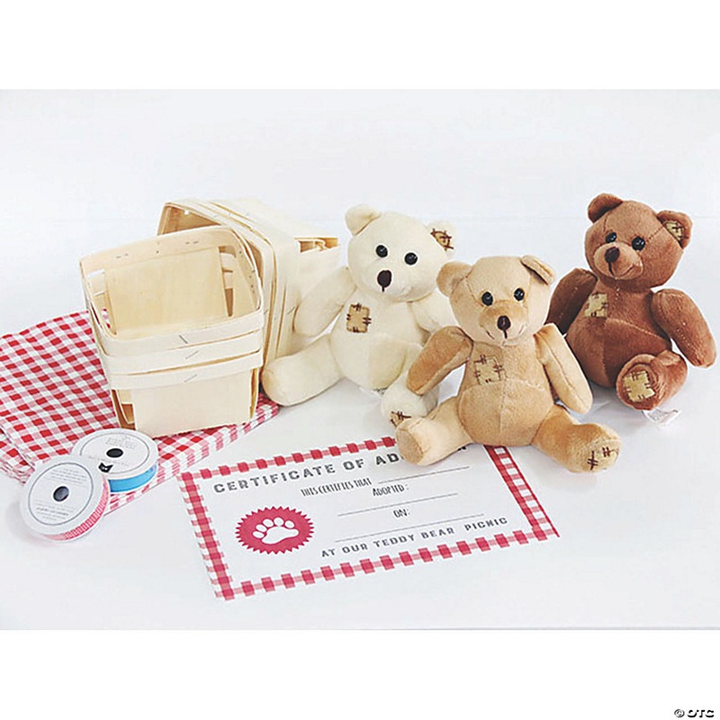 5 Classic Patchwork Brown Stuffed Bears - 12 Pc.