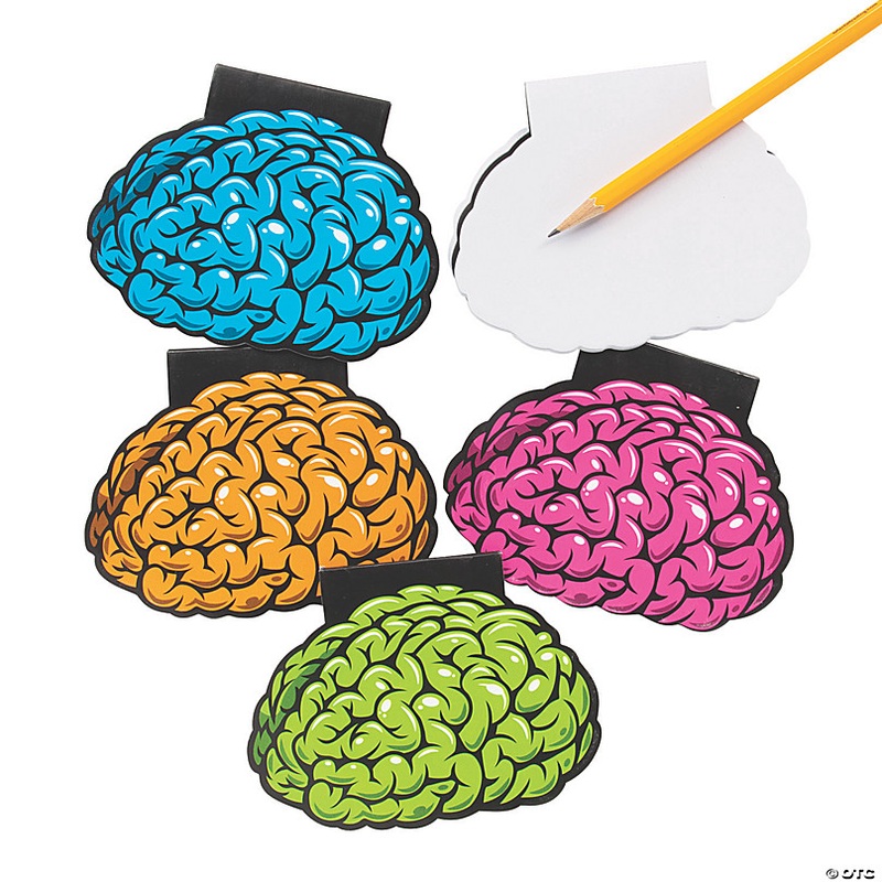 5 x 3 3/4 25 pg. Brain-Shaped Multicolor Paper Notepads - 24 Pc.