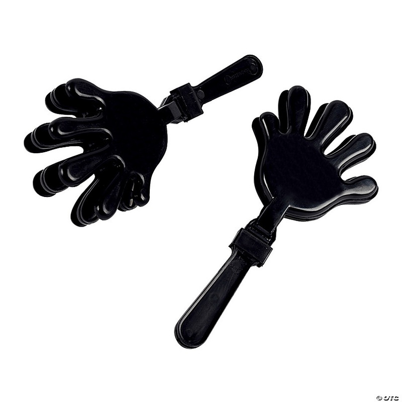 7 Black School Spirit Plastic Hand Clappers - 12 Pc.