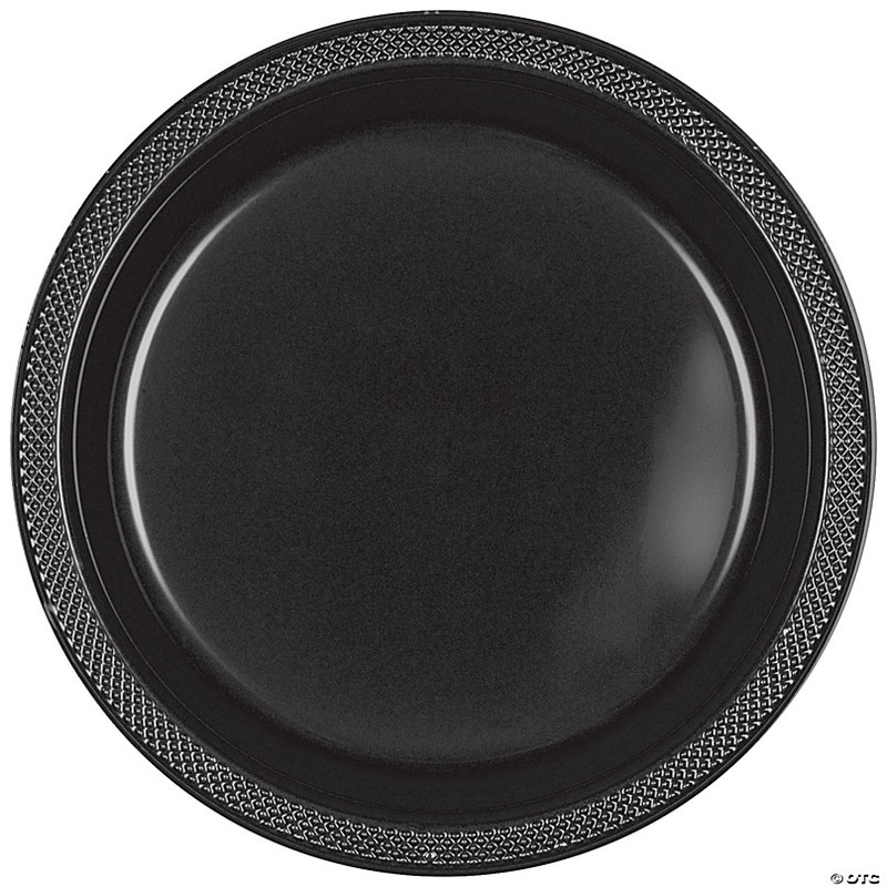 7 Bulk 50 Ct. Black Disposable Round Plastic Dessert Plates