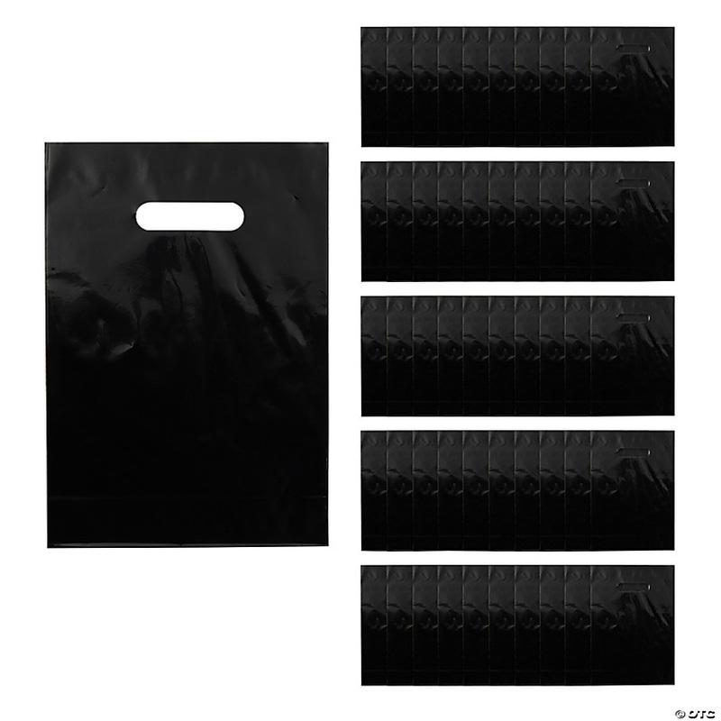 8 1/4 x 12 Bulk 50 Pc. Black Plastic Goody Bags