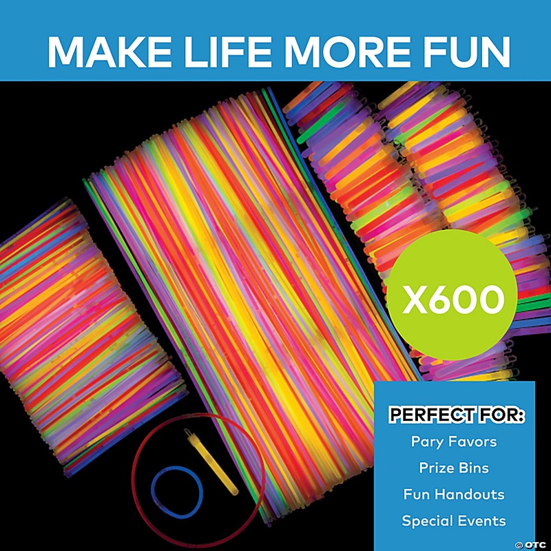 Bulk 600 Pc. Plastic Glow Stick, Bracelet & Necklace Assortment