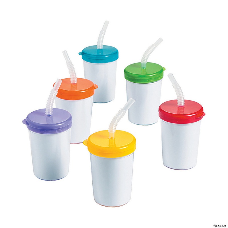 DIY BPA-Free Plastic Cups with Lids & Straws - 12 Ct.