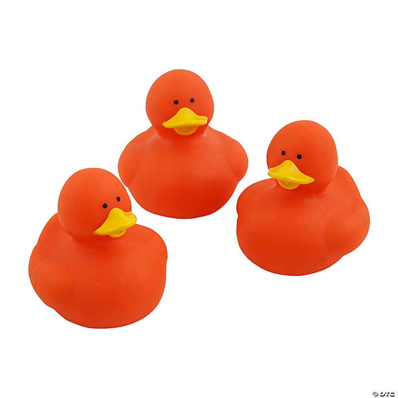 Orange Rubber Ducks - 12 Pc.