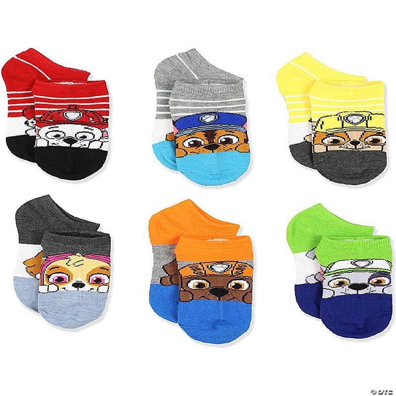 Paw Patrol Boys Girls 6 Pack No Show Socks (Shoe: 7-10 (Sock: 4-6), Paw Patrol Multi)