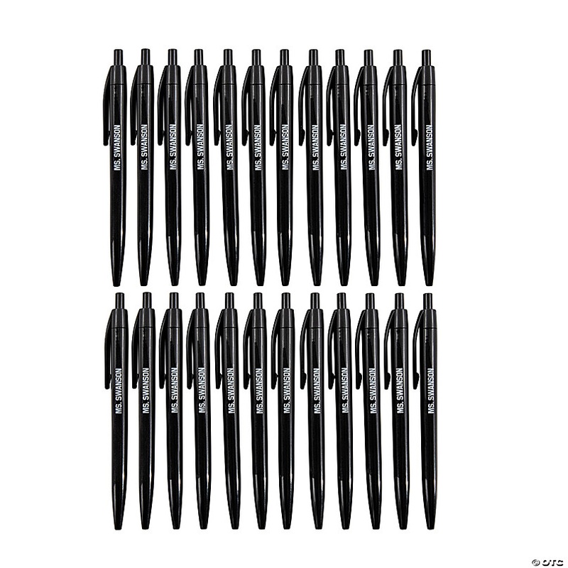 Personalized Black Retractable Pens - 24 Pc.