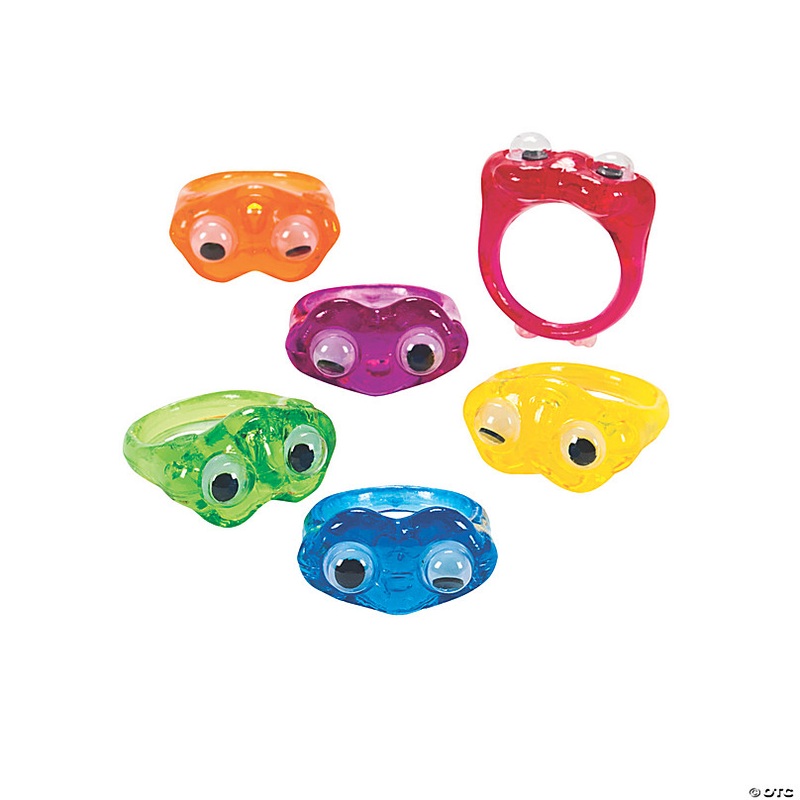 1 Bulk 48 Pc. Bright Colors Googly Eyes Plastic Rings