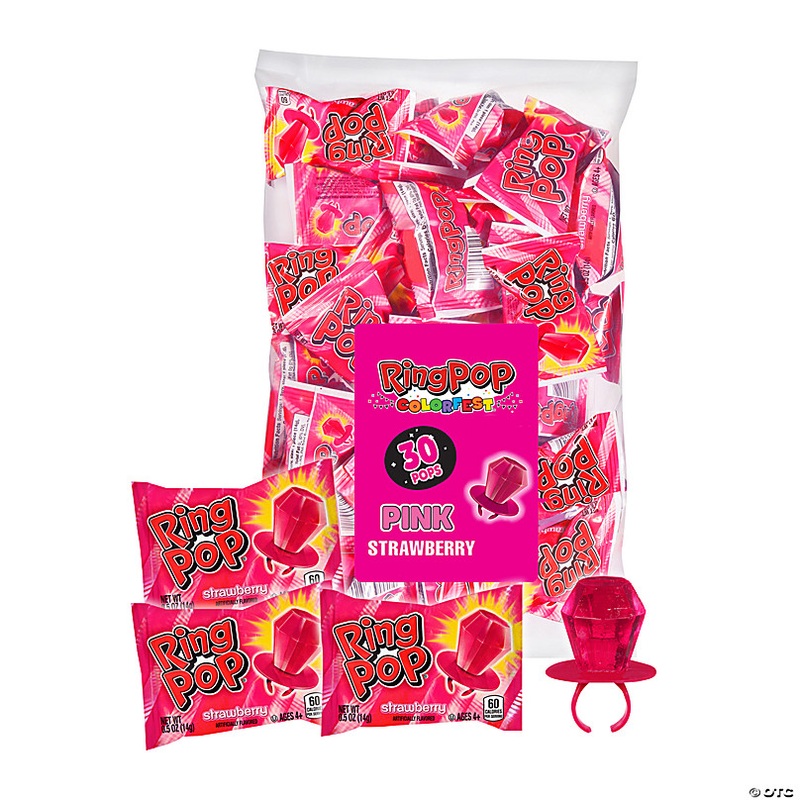 14 1/2 x 9 1/2 14.8 oz. Pack of Pink Ring Pops - 30 Pc.