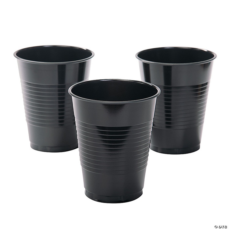 16 oz. Black Disposable Plastic Cups - 20 Ct.
