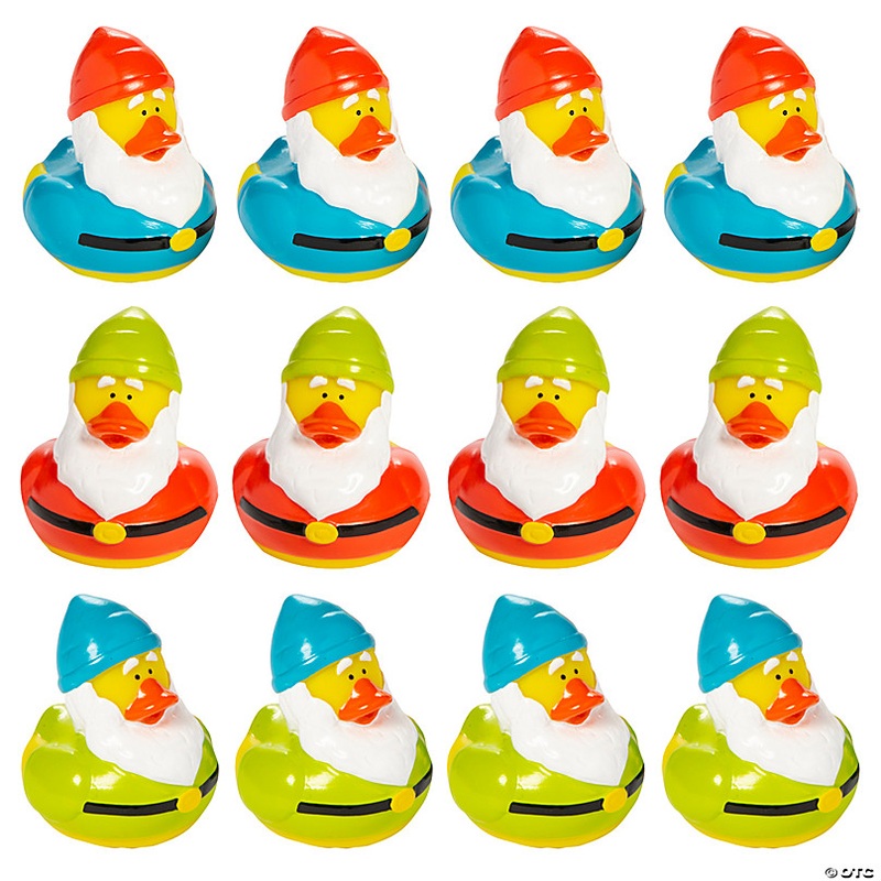 2 1/4 Gnome Assorted Bright Colors Vinyl Rubber Ducks - 12 Pc.