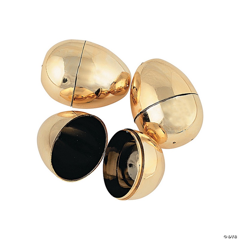 2 1/4 Metallic Golden Plastic Easter Eggs - 12 Pc.