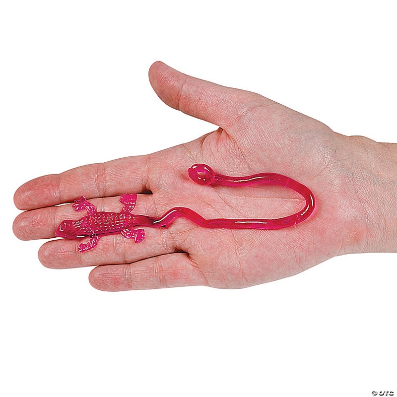 2 Bulk 72 Pc. Blue Vinyl Sticky Lizard Toys with String Tails