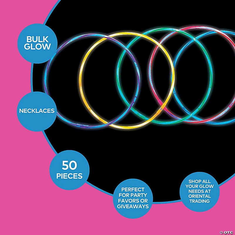 22 Bulk 50 Pc. Glow Swizzle Multicolor Plastic Breakaway Necklaces