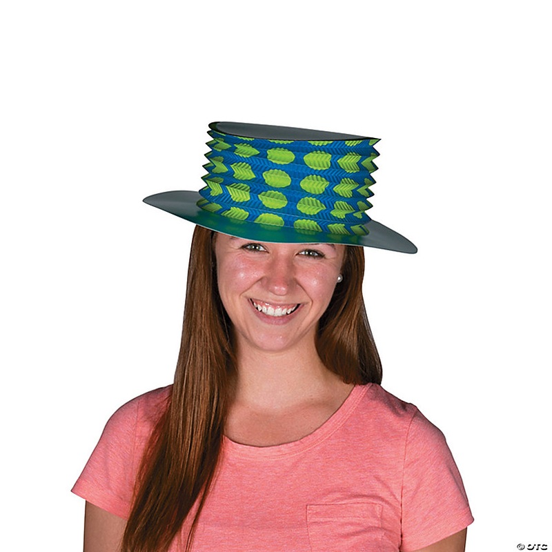 24 circ. Bright Colors & Patterns Accordion Top Hats - 12 Pc.