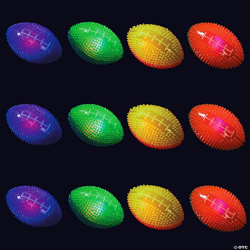 3 x 2 Mini Light-Up Spike Bright Colors Football Assortment - 12 Pc.