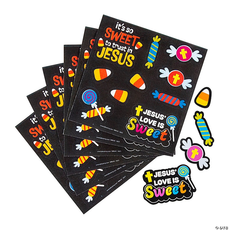 4 1/2 x 4 1/2 Bulk 50 Pc. Jesus Love is Sweet Treat Pack Sticker Sheets