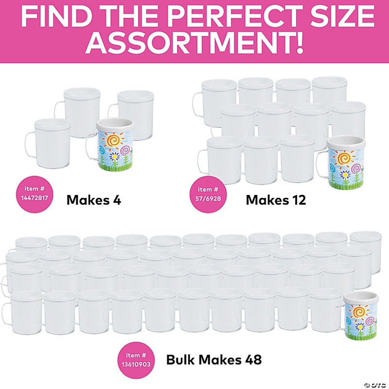 4 8 oz. Bulk 48 Pc. DIY Clear BPA-Free Plastic Mugs with White Paper Inserts