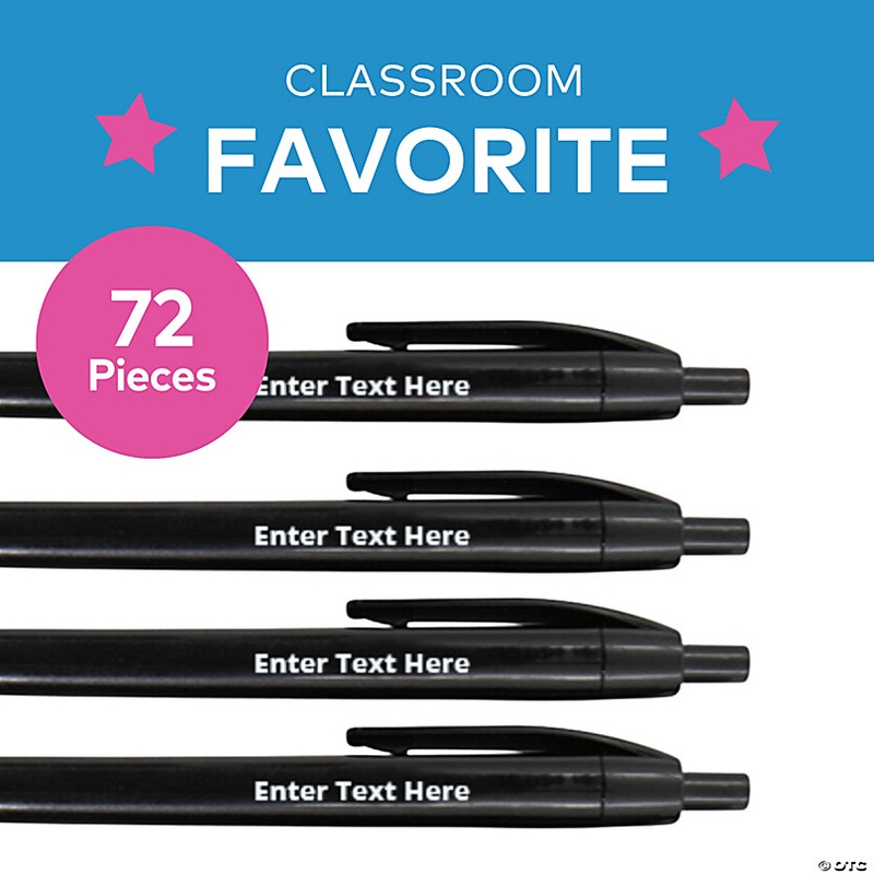 5 1/2 Bulk 72 Pc. Personalized Black Retractable Plastic Pens