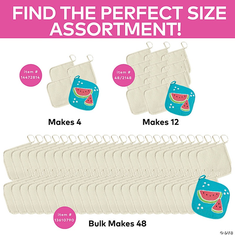 7 3/4 Bulk 48 Pc. DIY Design Your Own Canvas Pot Holder Crafts