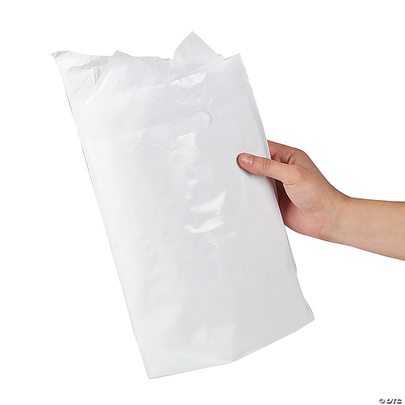 8 1/2 x 12 Bulk 50 Pc. White Plastic Goody Bags