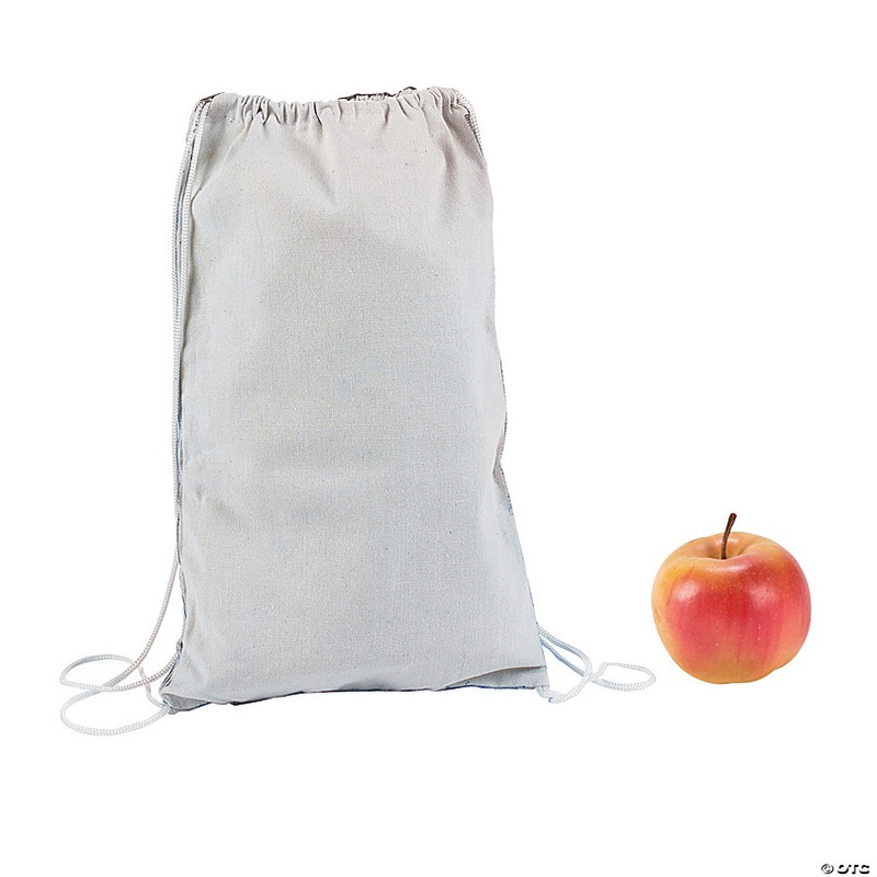 9 x 14 DIY White Canvas Drawstring Bag Coloring Crafts - 12 Pc.