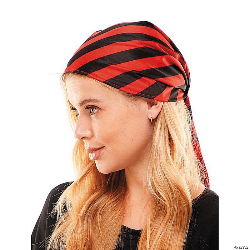 Adults Red & Black Striped Pirate Bandana