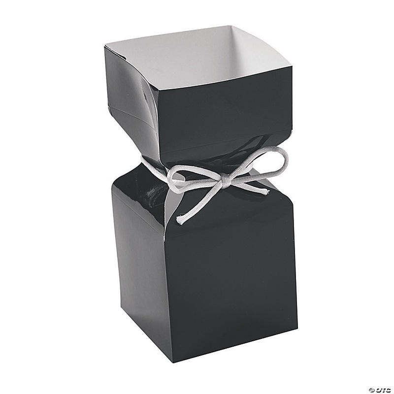 Black Vertical Square Hourglass Favor Boxes - 12 Pc.