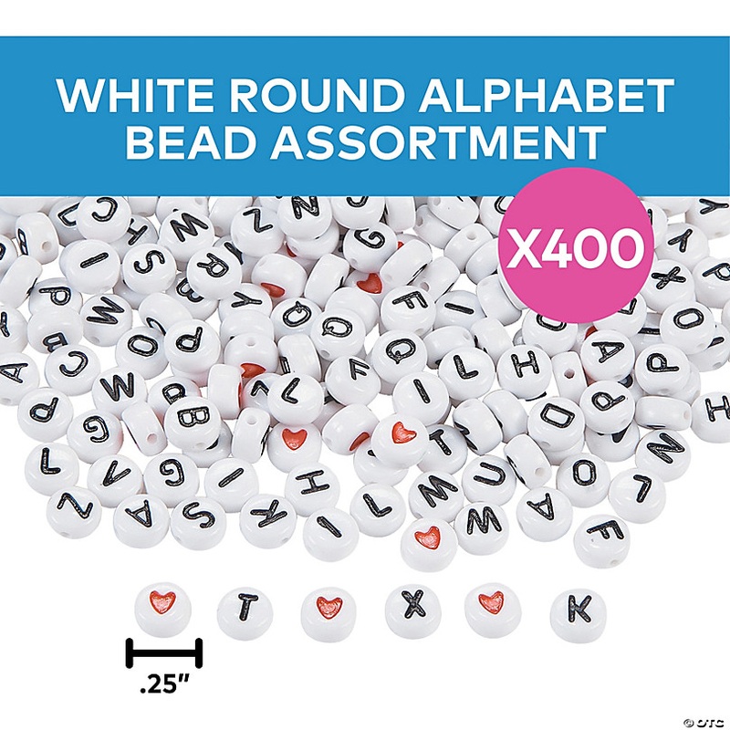Creative White Round Alphabet Bead Assortment - 400 Pc. for Kids