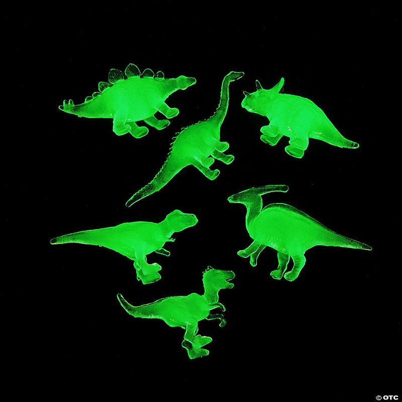 Micro Glow-in-the-Dark Squishy Dinosaurs - 12 Pc.