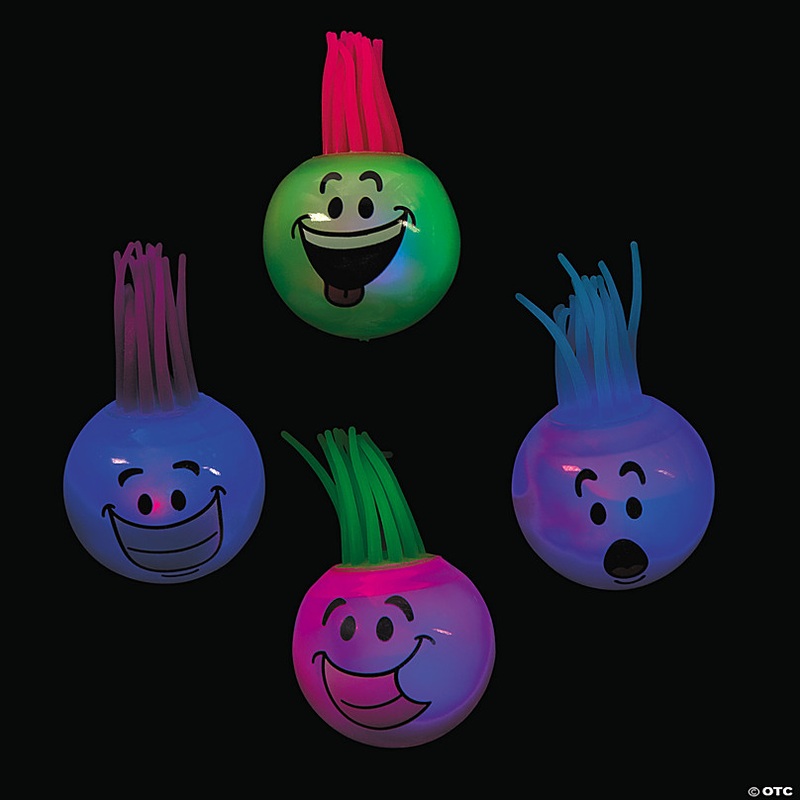 Mini Light-Up Funny Face Bouncy Ball Assortment - 12 Pc.