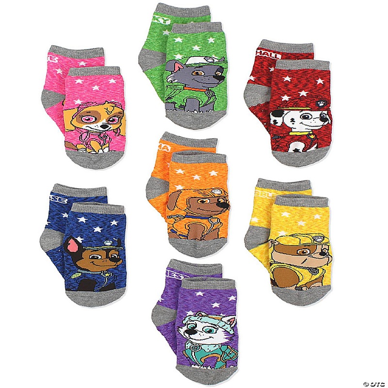 Paw Patrol Boys Girls 7 pack Socks with Grippers (Shoe: 7-10 (Sock:4-6), Grey/Multi)