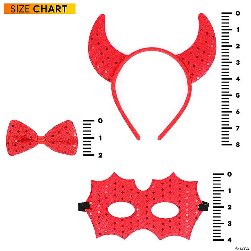 Skeleteen Devil Costume Accessory Set - Headband Horns, Mask and Bowtie
