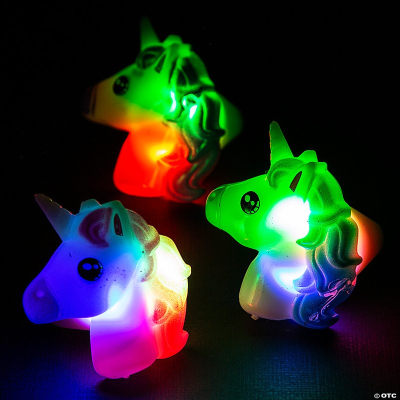 Unicorn Light-Up Rings - 12 Pc.