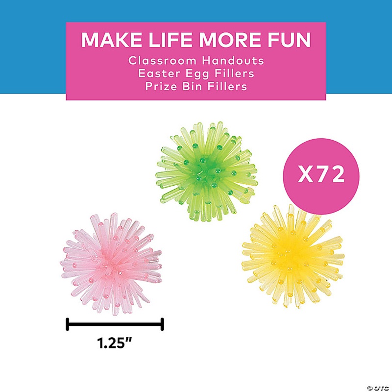 1 1/4 Bulk 72 Pc. Mini Glow-in-the-Dark Porcupine Ball Assortment