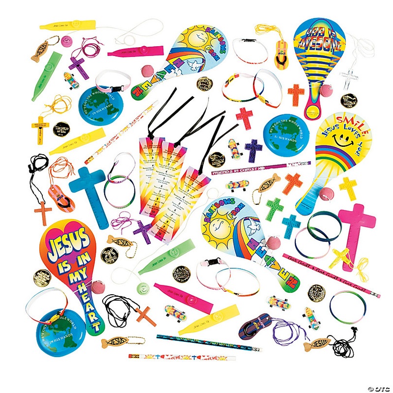 1 - 8 Bulk 250 Pc. Religious Novelty Toy & Handout Assortment