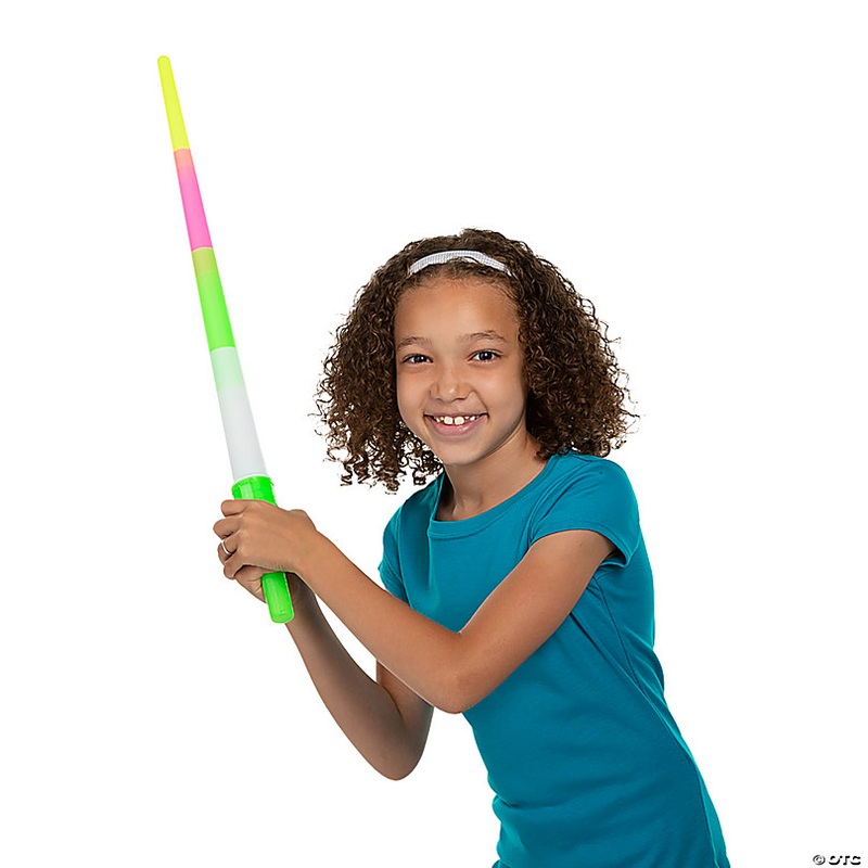 13 1/2 Light-Up Yellow, Pink, Green & White Expanding Swords - 12 Pc.