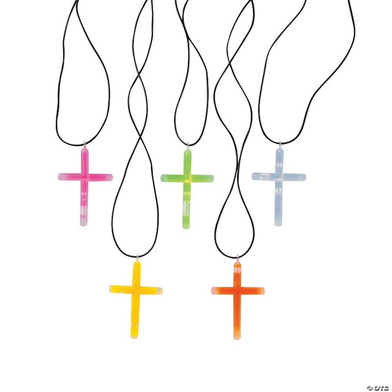 15 Bulk 50 Pc. Necklaces with 2 Cross Glow Stick Charm