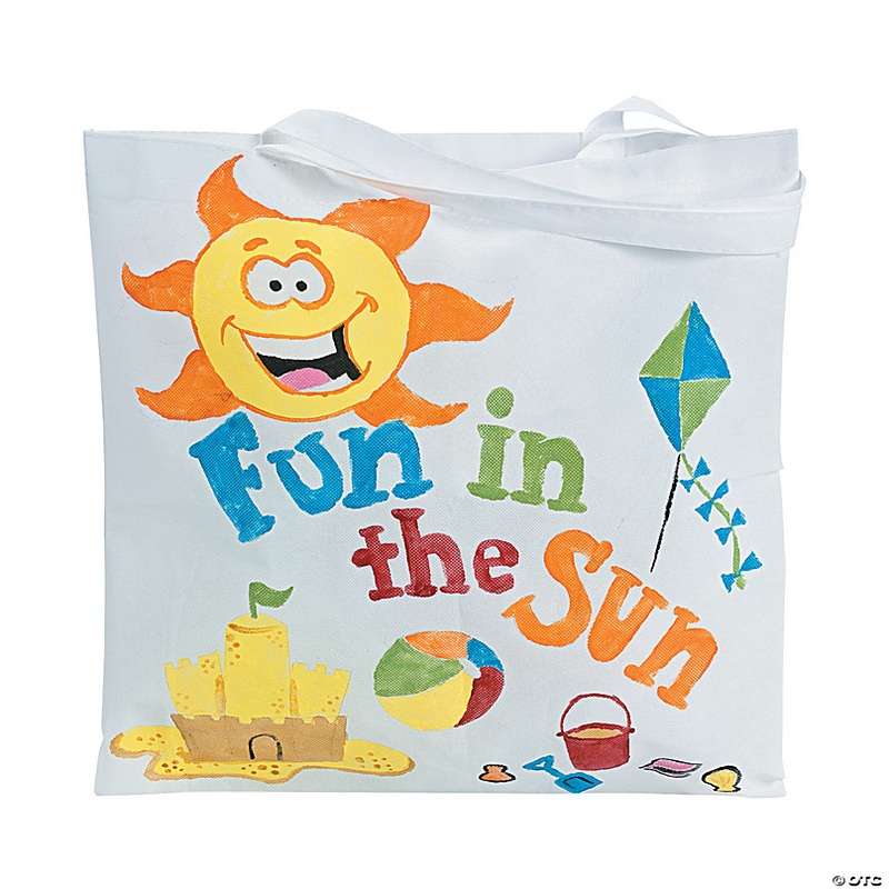 15 x 16 DIY Large Design Your Own White Nonwoven Tote Bags - 12 Pc.