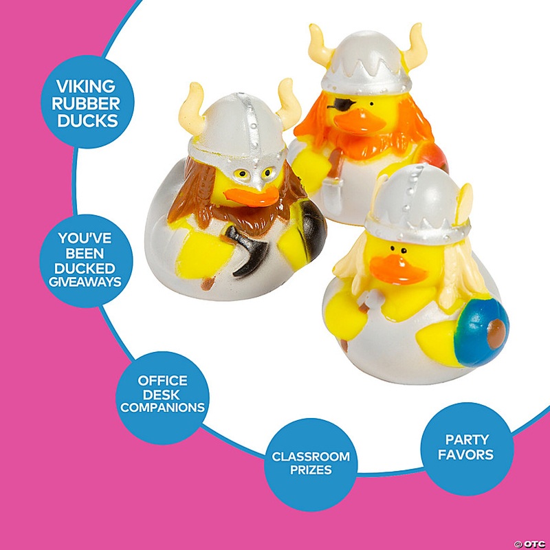 2 1/2 Viking Warrior Rubber Ducks in Armor & Shield Toys - 12 Pc.