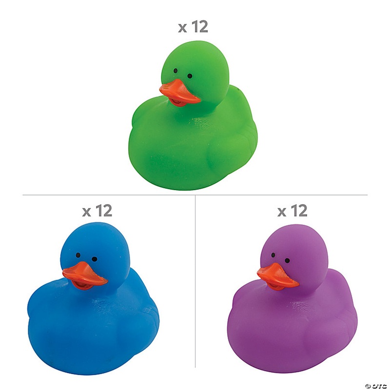 2 Cool Color Vinyl Rubber Duck Assortment  36 Pc.