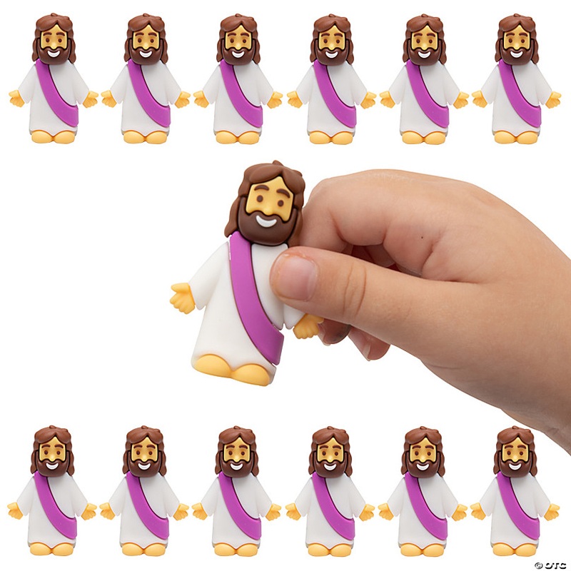 2 Mini Jesus with Purple Sash Figurine Toys - 12 Pc.