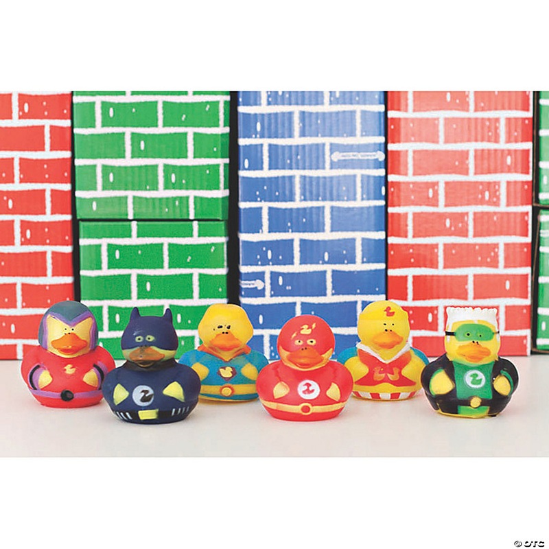 2 Red, Green & Blue Superhero Characters Rubber Ducks - 12 Pc.
