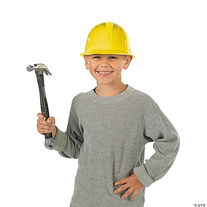 22 Kids Classic Yellow Plastic Construction Worker Hats - 12 Pc.
