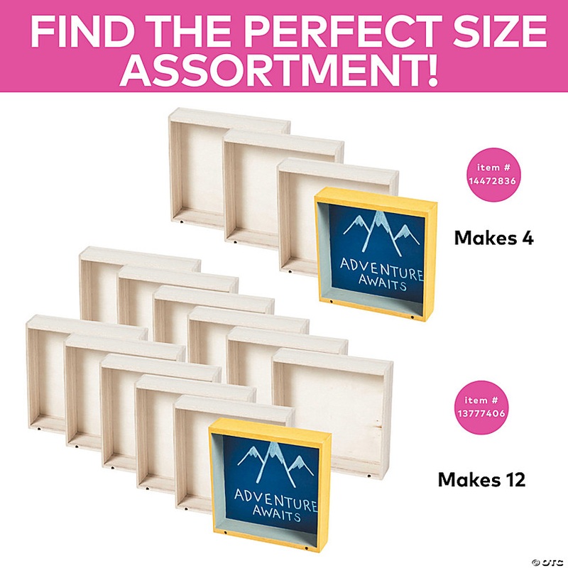 5 3/4 x 5 3/4 DIY Unfinished Wood Classic Box Frames - 12 Pc.