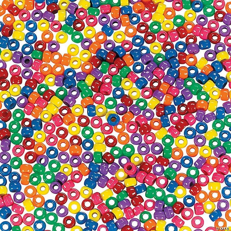 6mm 1 lb. Mega Bulk 2000 Pc. Opaque Solid Color Plastic Pony Beads