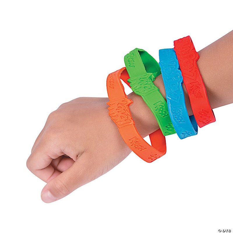 7 1/4 Superhero Comic Book Sound Effects Rubber Bracelets - 24 Pc.