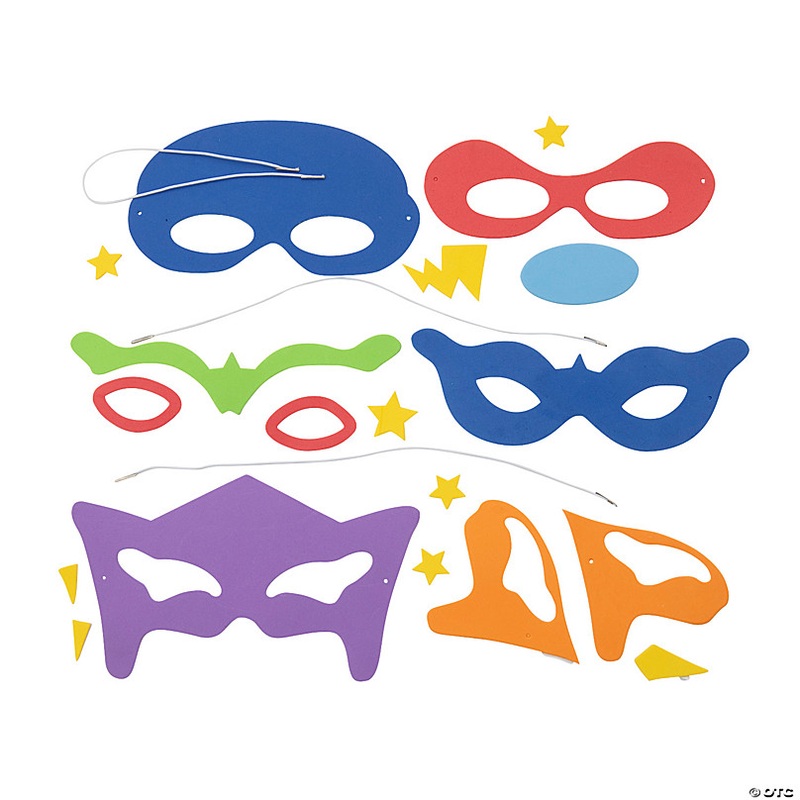 8 1/2 Multicolored Superhero Mask Foam Craft Kit - Makes 12